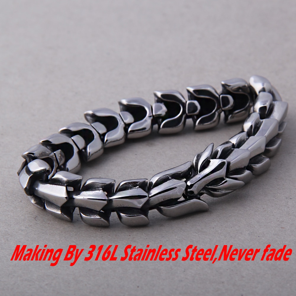 HAQUIL Viking Dragon Bracelet, Oxidized Steel...