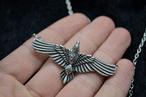 Freya in Flight Handmade Flying Raven Totem Necklace - Image 3