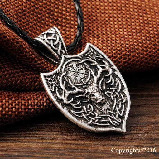 Legendary Viking Vegvisir/Eikthyrnir Deer Talisman Necklace - Image 3