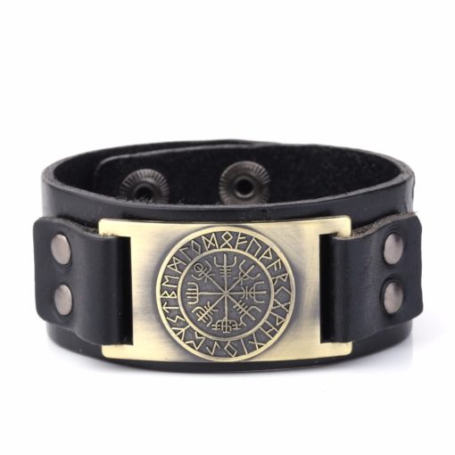 Norse Runes Viking Wristband Genuine Leather Bracelet - Image 5