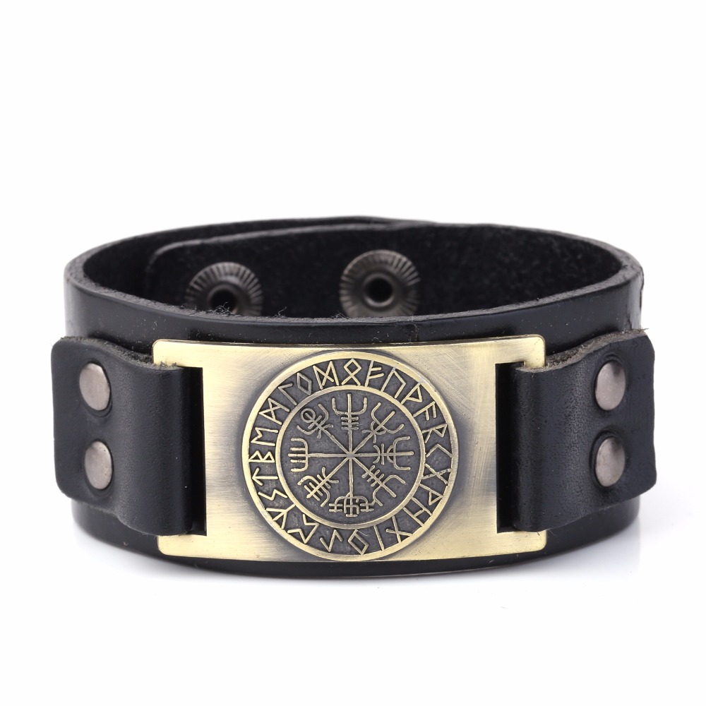 verf Jane Austen Jaar Norse Runes Viking Leather Wristbands Bracelet