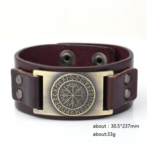 Norse Runes Viking Wristband Genuine Leather Bracelet - Image 7