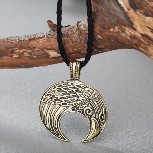 Raven Freya Crescent Moon Norse Viking Talisman Necklace - Image 4
