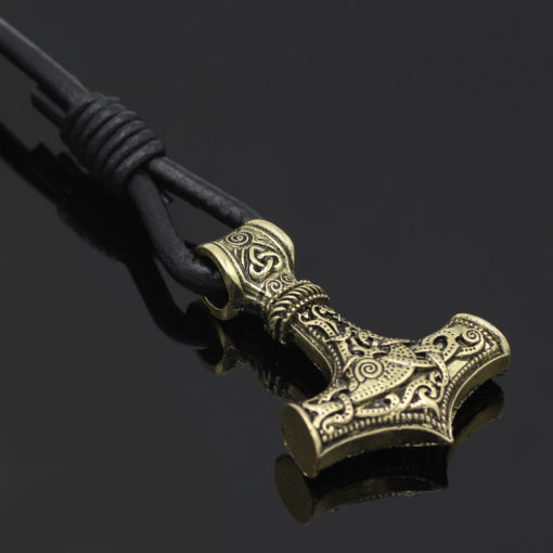 Thors Hammer Leather Men's Bracelet - Image 4