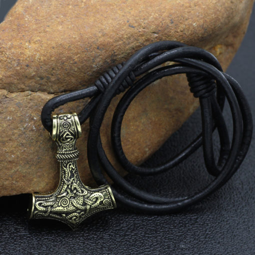 Thors Hammer Leather Men's Bracelet - Image 6