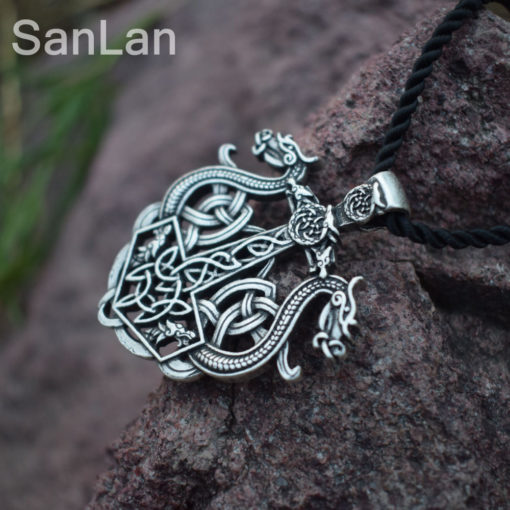 Viking Warrior Sword Dragon Ship Talisman Necklace - Image 3