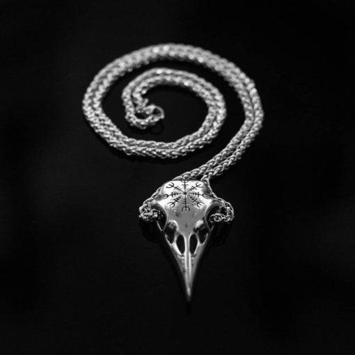 Raven Skull Necklace Vikings Helm of Awe Amulet Talisman - Image 5