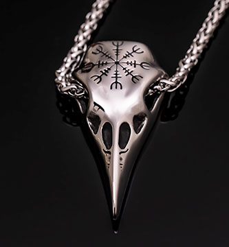 Realms' Raven Skull Key Pendant Necklace