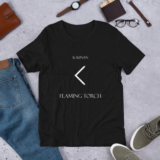 Kaunan Norse Rune "Flaming Torch" Short-Sleeve Mens / Unisex T-Shirt Viking Tee shirt Norse Mythology Made in the USA - Image 2
