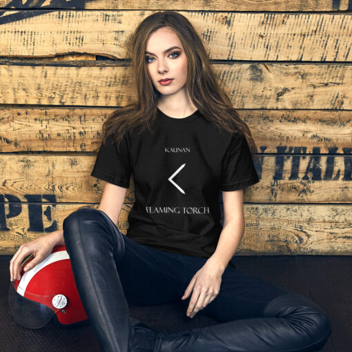 Kaunan Norse Rune "Flaming Torch" Short-Sleeve Mens / Unisex T-Shirt Viking Tee shirt Norse Mythology Made in the USA - Image 3