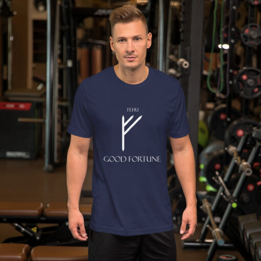 Fehu Norse Rune "Good Fortune" Short-Sleeve Mens / Unisex T-Shirt Viking Tee shirt Norse Mythology Made in the USA - Image 4