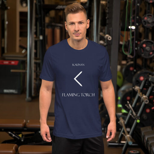 Kaunan Norse Rune "Flaming Torch" Short-Sleeve Mens / Unisex T-Shirt Viking Tee shirt Norse Mythology Made in the USA - Image 4