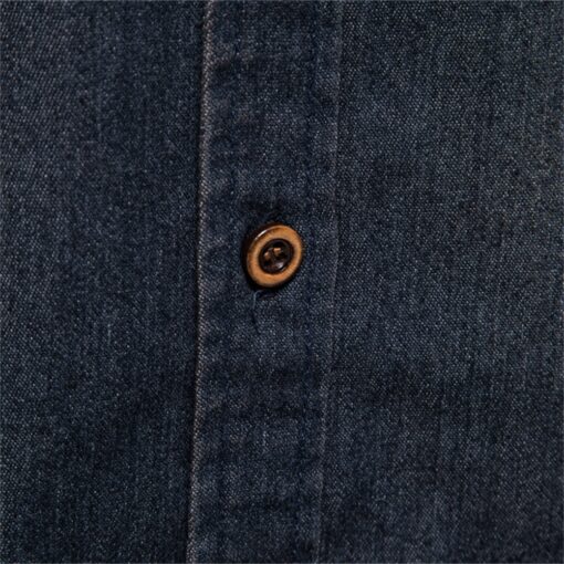 Mens Elastic Cotton Denim Shirt Long Sleeve Cowboy Casual Slim Fit - Image 6